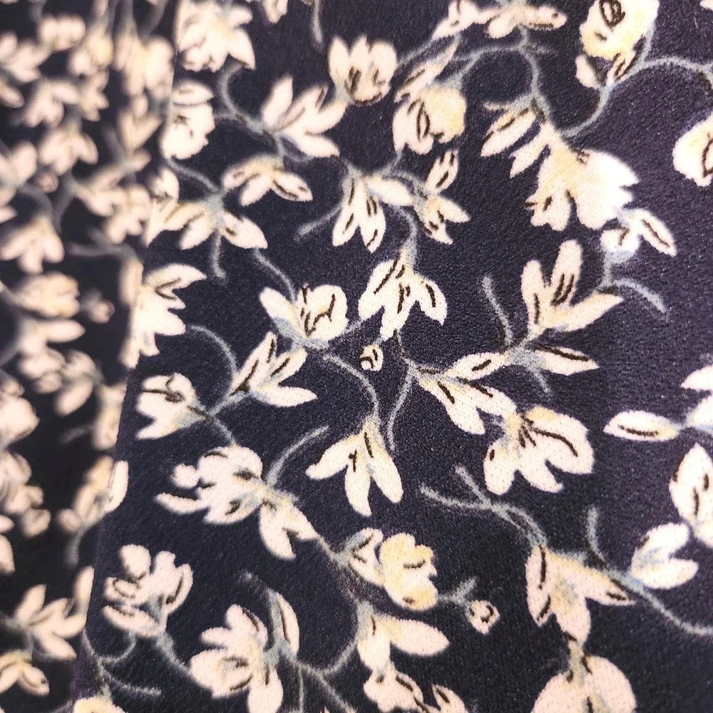 Cottagecore Floral Dress Misia  Vintage Style Preppy Short Sleeve Stretch Navy M